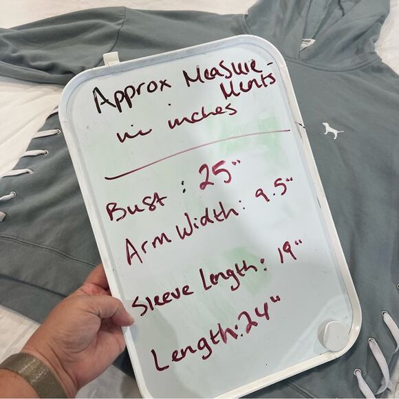 PINK Laced Up Hooded Sweatshirt sz L Gray and White - Picture 14 of 15